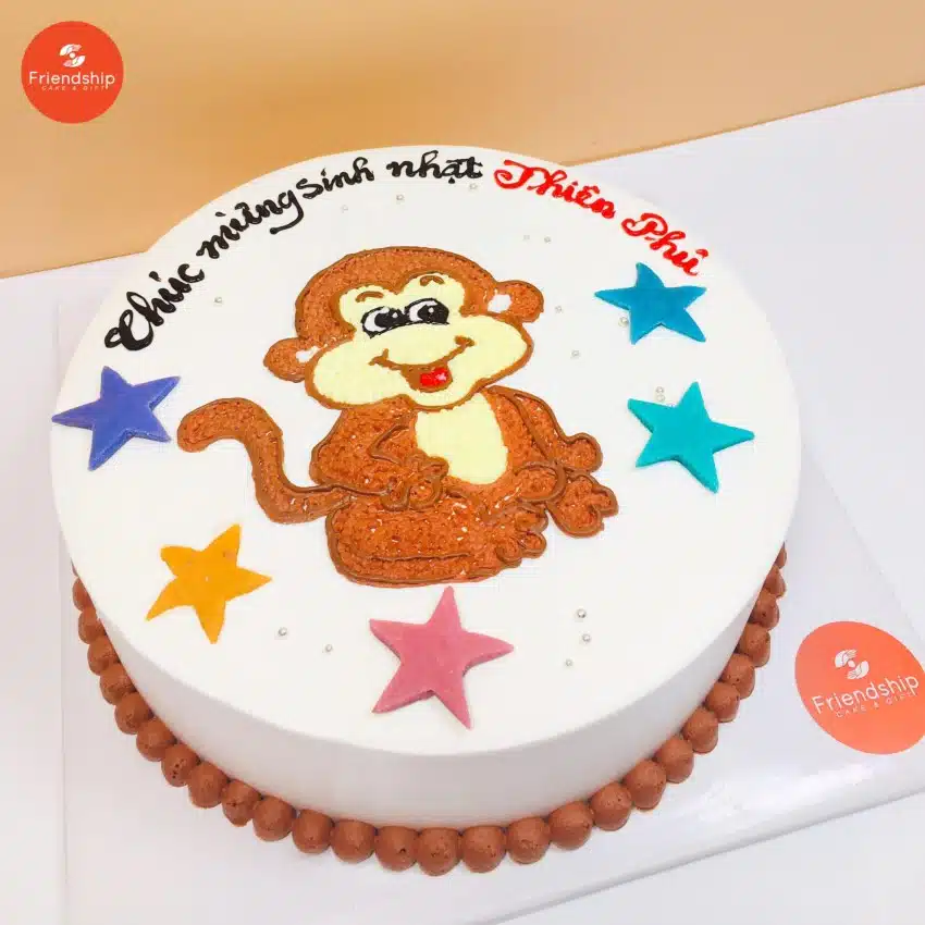 Bánh kem thiết kế 3d con khỉ tuổi thân siêu dễ thương tặng bé trai fresh  garden brodard bakery dai phat ABC