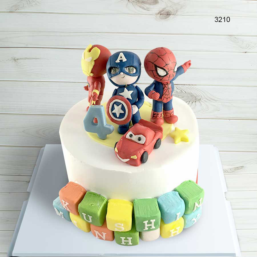 Bánh sinh nhật trang trí siêu nhân dễ thương độc đáo cho con trai Bánh kem Ngô Nghinh