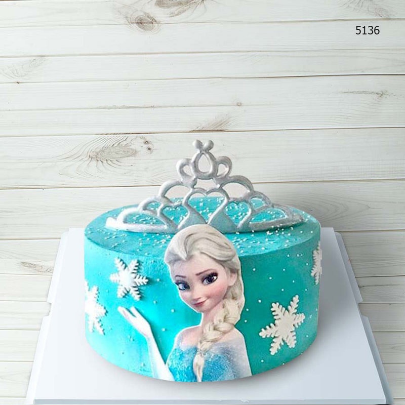 Bánh kem sinh nhật hình vương vãi miện và công chúa Elsa