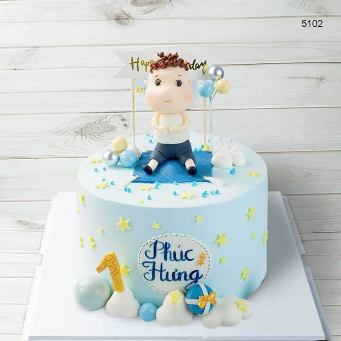 Bánh sinh nhật xanh rớt đem em bé xíu dễ thương và đáng yêu cho tới bé xíu trai 1 tuổi