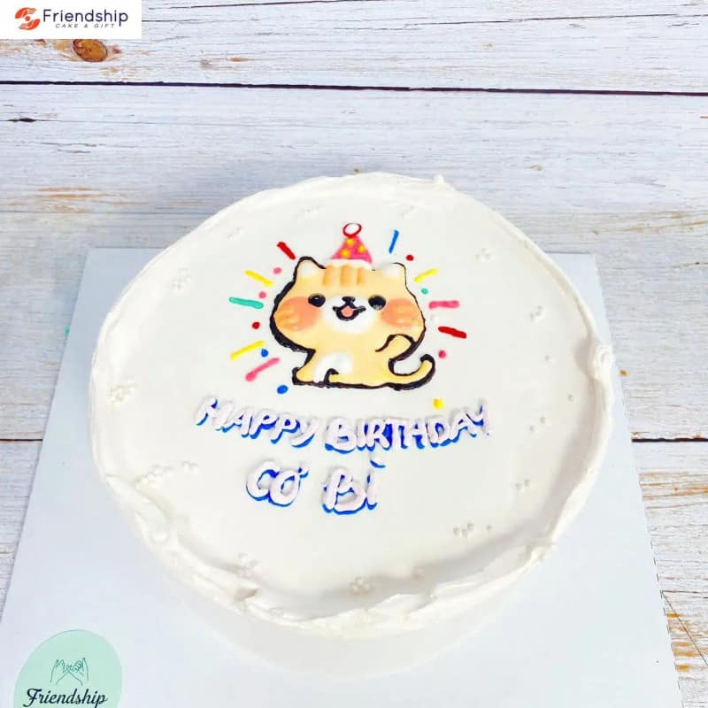 Bánh sinh nhật đơn giản và giản dị chú mèo con