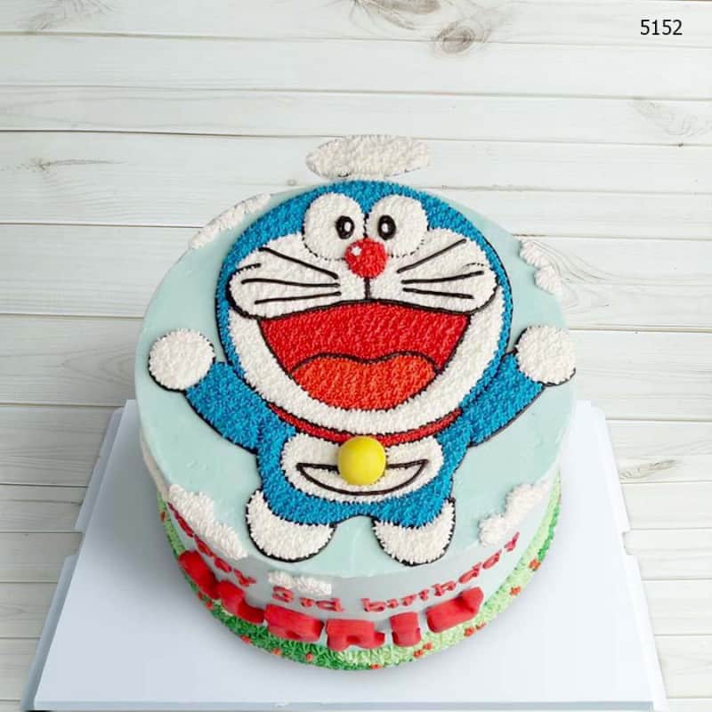 Mẫu bánh sinh nhật vẽ Doraemon bằng kem đáng yêu