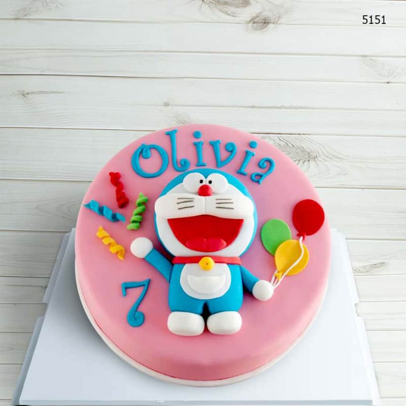 Bánh sinh nhật Doraemon màu hồng
