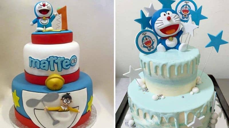 Mẫu bánh kem Doraemon 2 tầng