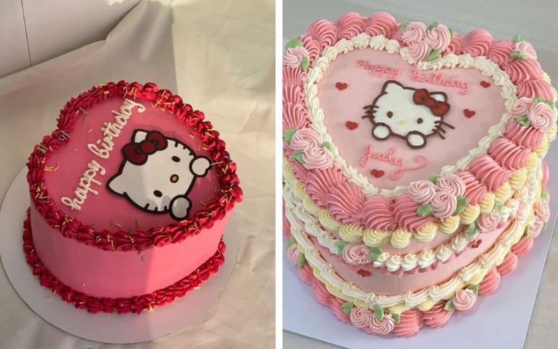 Bánh sinh nhật Hello Kitty trái tim đẹp