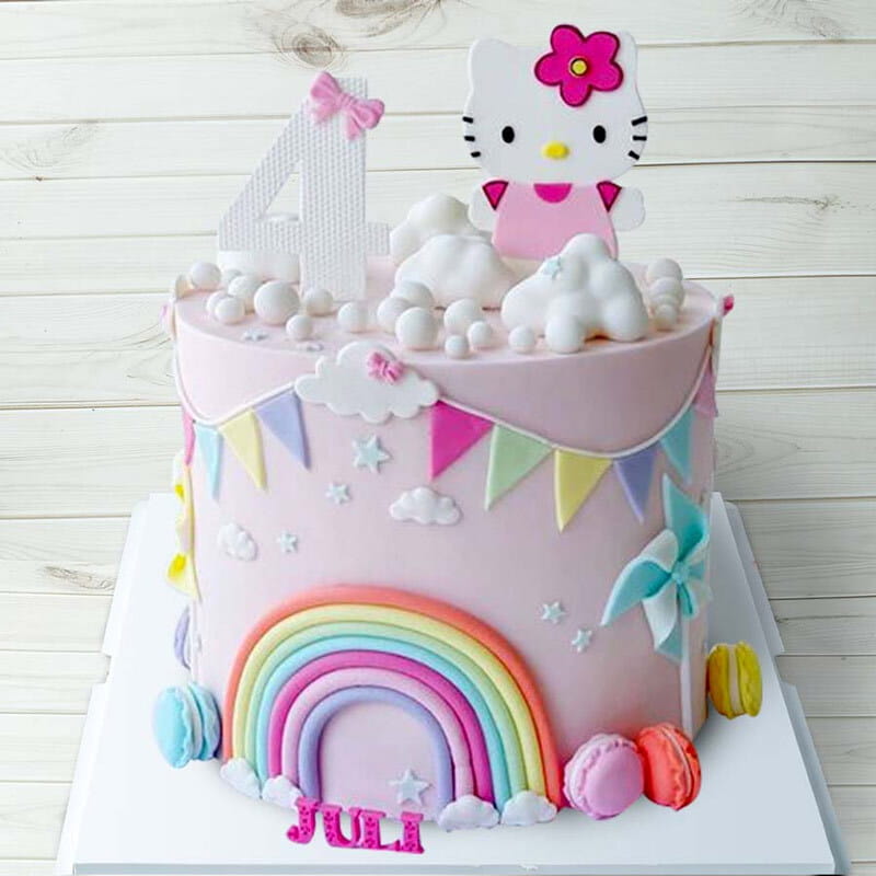 Bánh sinh nhật hình Hello Kitty màu hồng dễ thương