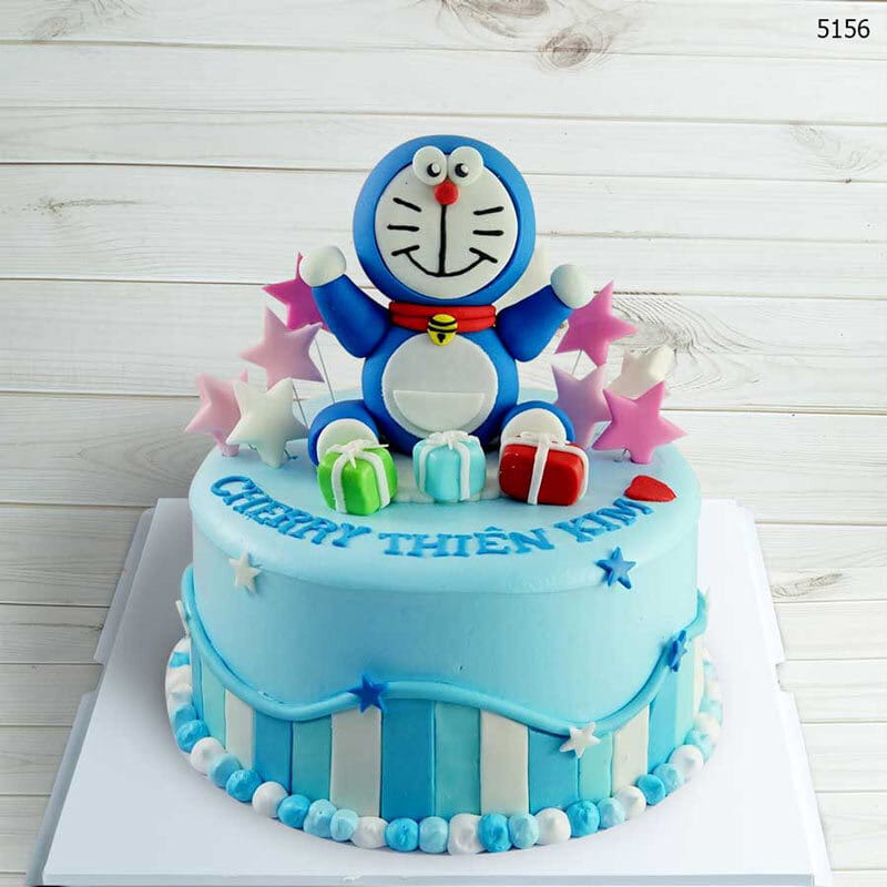 Mẫu bánh sinh nhật Doremon màu xanh dễ thương