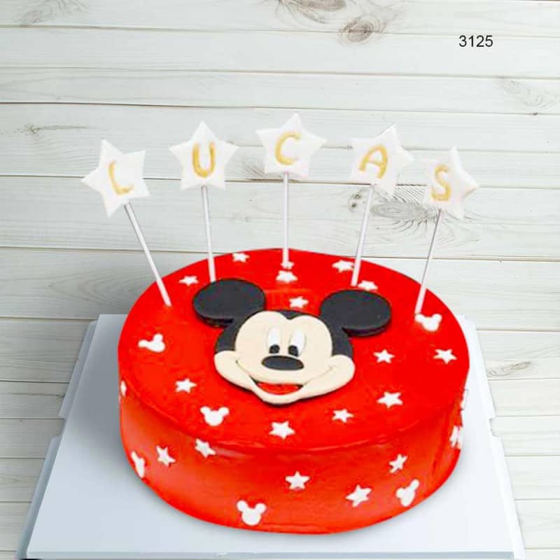 Bánh sinh nhật chuột Mickey đỏ rực rỡ