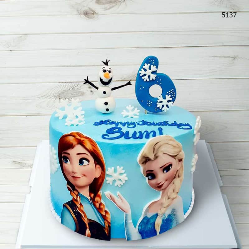 Mẫu bánh sinh nhật Anna Elsa hình treo tường đơn giản