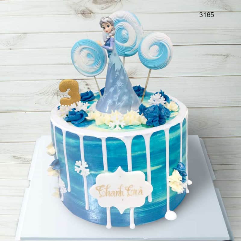 Bánh sinh nhật Elsa xanh lơ White đặc trưng