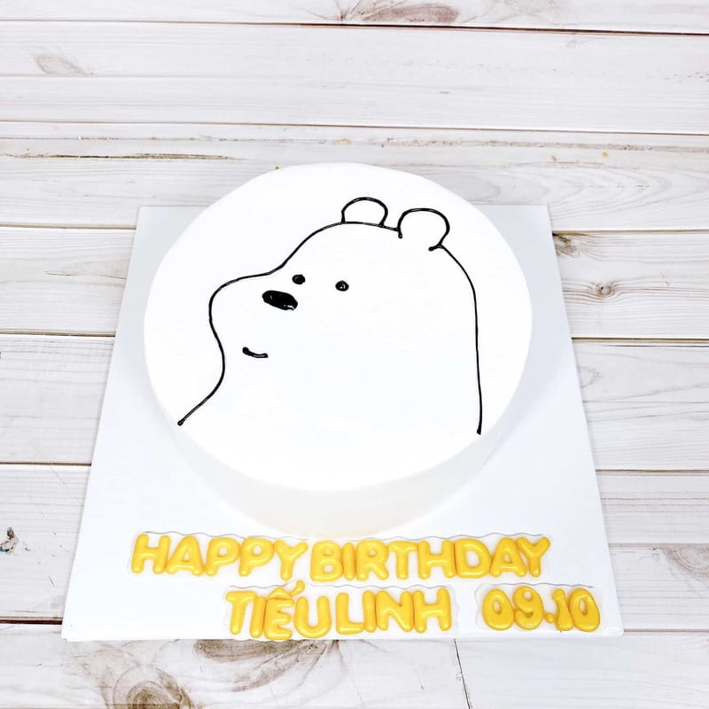 Bánh sinh nhật gấu trắng đơn giản