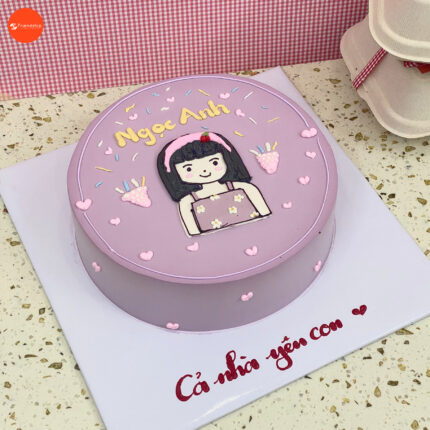 bánh sinh nhật cho bé gái tạo hình cô bé dễ thương