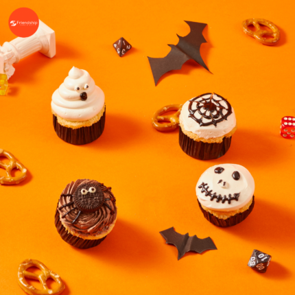 cupcake, halloween, nhện